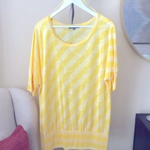 NWOT 2X Addition Elle Striped Short Sleeve Dolman Knit Top T-shirt Butter Pastel